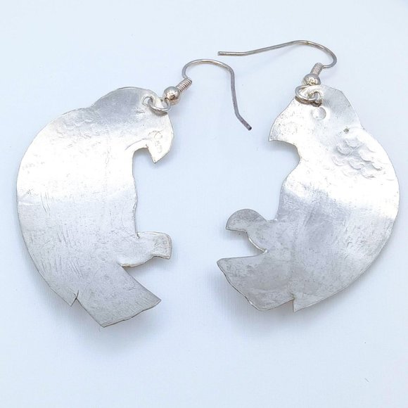 Vintage Silver Etched Bird Hawk Dangle Earrings - Picture 12 of 12